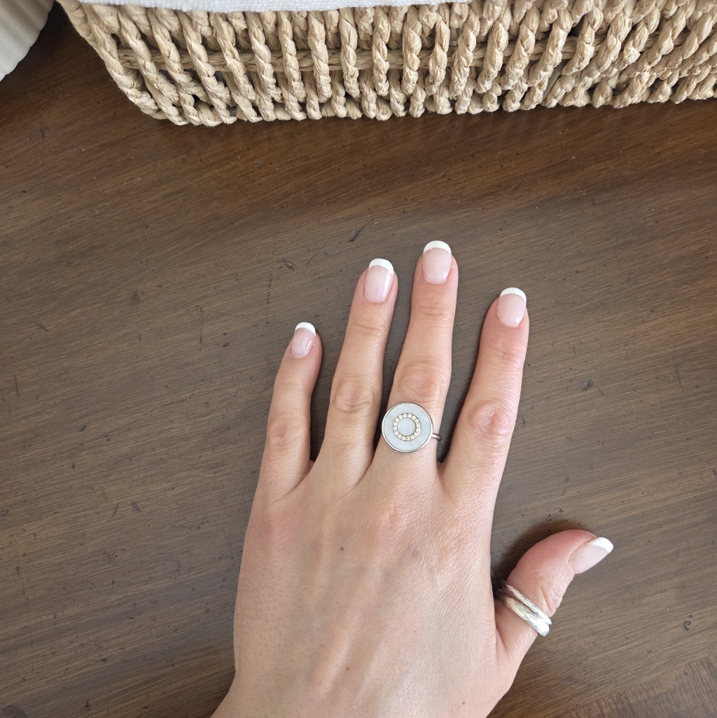 Mother Of Pearl Sterling Silver Ring.